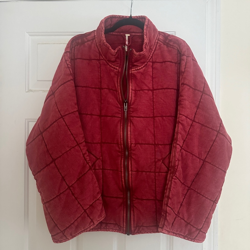 Free People Dolman Quilted Knit Jacket - Red (Rare Color!) - Picture 2 of 13